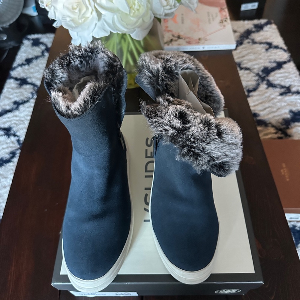 Jslides fur lined side zip sneaker boots